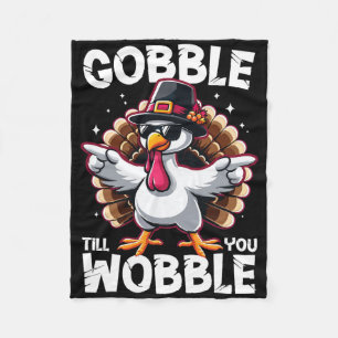 Gobble Till You Wobble Funny Thanksgiving Family M Fleece Blanket