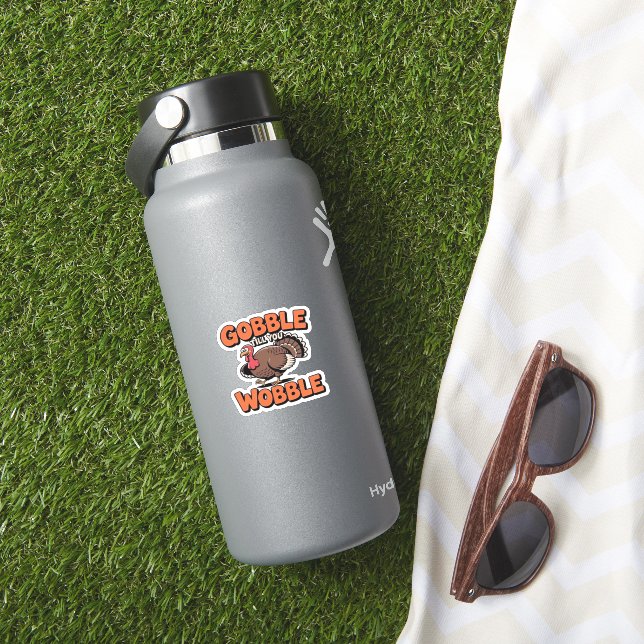 Gobble Till You Wobble � Funny Turkey Cartoon Clas (HydroFlask Insitu)