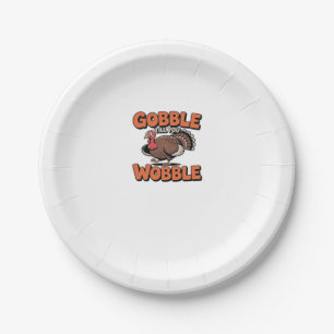 Gobble Till You Wobble � Funny Turkey Cartoon Clas Paper Plate