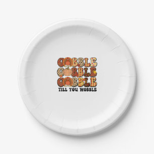 Gobble Till You Wobble Turkey Funny Thanksgiving Paper Plate