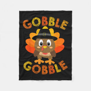 Gobble Turkey Little Boys Girls Kids Thanksgiving Fleece Blanket