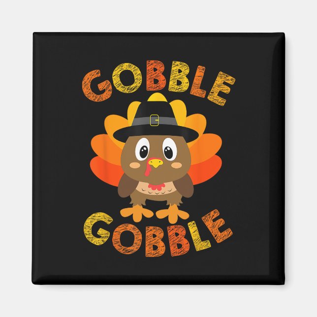 Gobble Turkey Little Boys Girls Kids Thanksgiving  Magnet (Front)