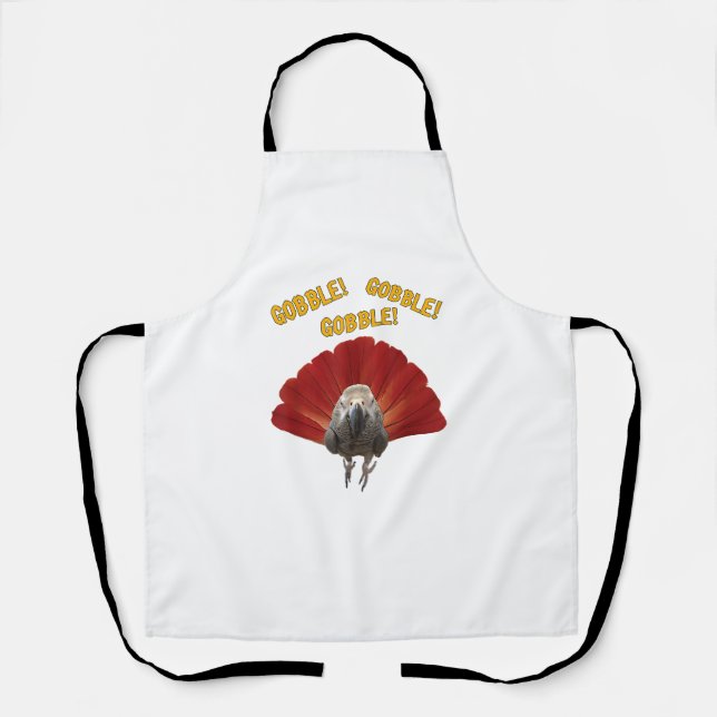 Gobble! Turkey Thanksgiving African Grey Parrot  Apron (Front)