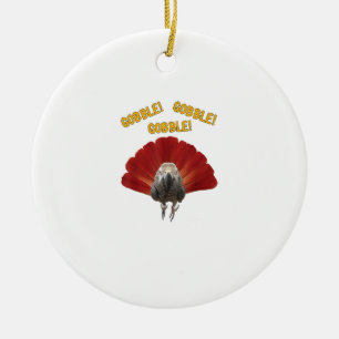 Gobble! Turkey Thanksgiving African Grey Parrot Ceramic Ornament