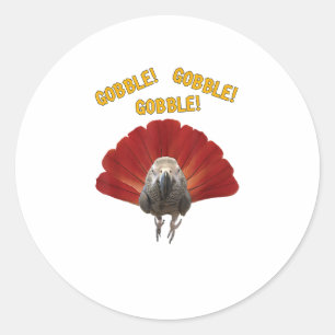Gobble! Turkey Thanksgiving African Grey Parrot  Classic Round Sticker