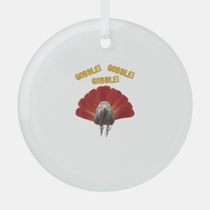 Gobble! Turkey Thanksgiving African Grey Parrot Glass Tree Decoration