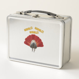 Gobble! Turkey Thanksgiving African Grey Parrot Metal Lunch Box
