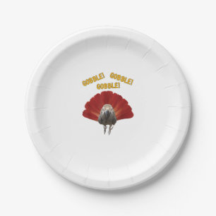 Gobble! Turkey Thanksgiving African Grey Parrot Paper Plate
