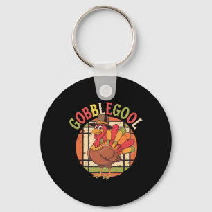 Gobblegool Thankful Turkey Day Thanksgiving Groovy Key Ring