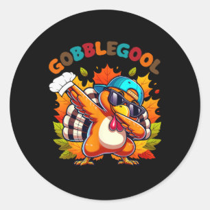Gobblegool Turkey Thanksgiving Dabbing Dance Classic Round Sticker
