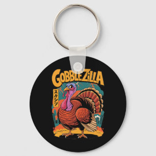 Gobblezilla Funny Thanksgiving Turkey  Key Ring