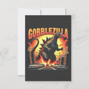 Gobblezilla Spooky Turkey Thanksgiving Gobble Thank You Card