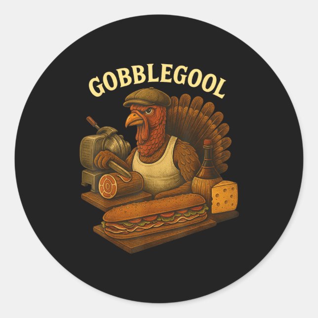 Gobbol Turkey Baker Thanksgiving  Classic Round Sticker (Front)