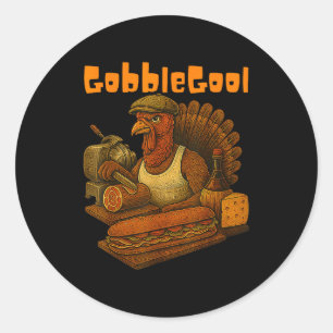 Gobbol Turkey Day Thanksgiving Funny Gobble Thankf Classic Round Sticker
