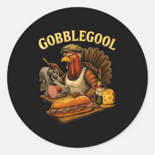 Gobbol Turkey Thanksgiving Classic Round Sticker