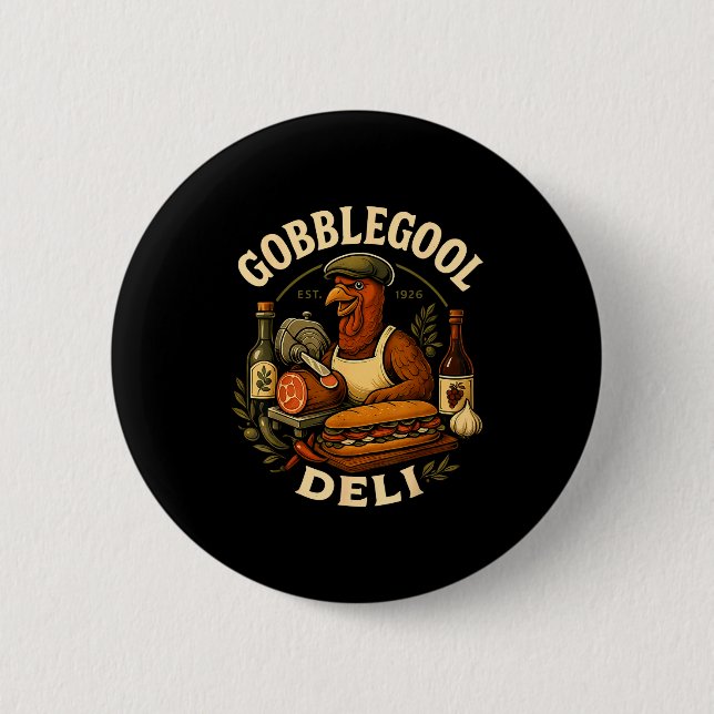 Gobbol Turkey Thanksgiving Italian Turkey Chef  6 Cm Round Badge (Front)