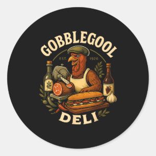 Gobbol Turkey Thanksgiving Italian Turkey Chef  Classic Round Sticker