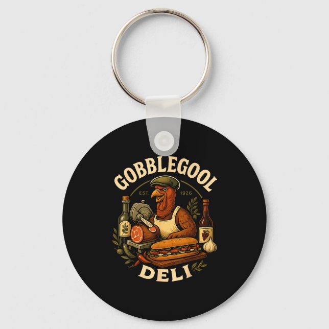 Gobbol Turkey Thanksgiving Italian Turkey Chef  Key Ring (Front)