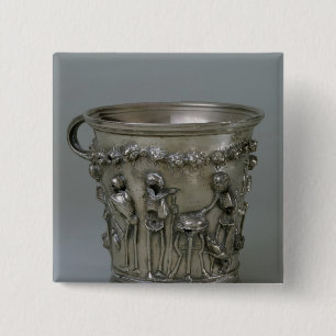 Goblet embossed with skeletons 15 cm square badge