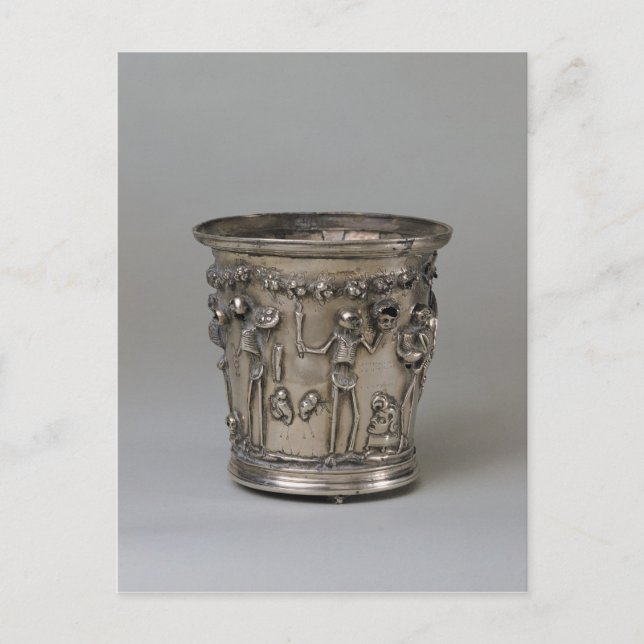 Goblet embossed with skeletons holding masks postcard (Front)