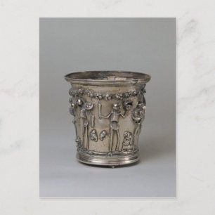 Goblet embossed with skeletons holding masks postcard