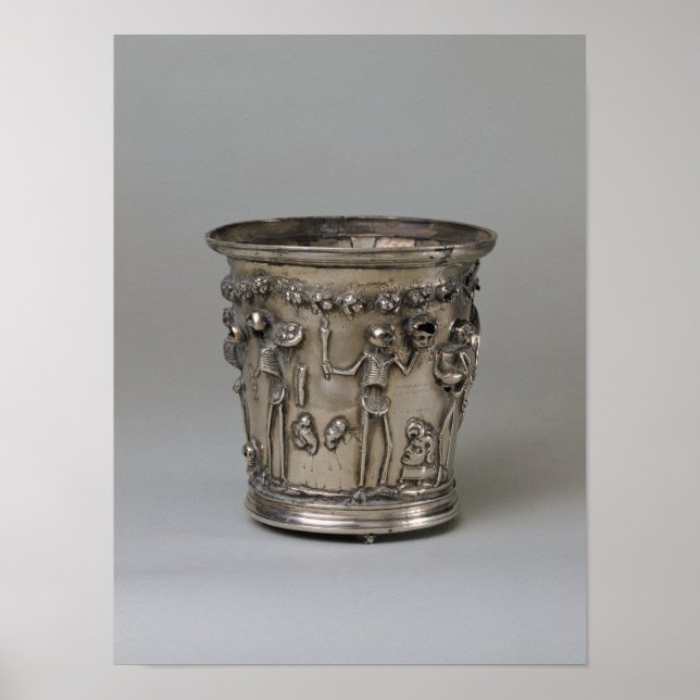Goblet embossed with skeletons holding masks poster (Front)