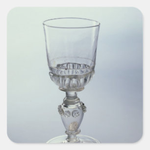 Goblet with round funnel bowl square sticker