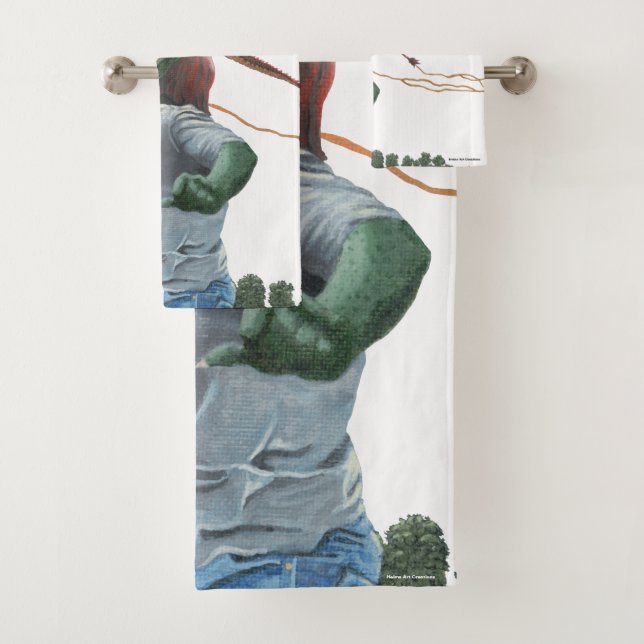 Goblin Child Flying Dragon Kite Fantasy Bath Towel (Insitu)