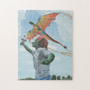 Goblin Flying Dragon Kite Medium Jigsaw Puzzle