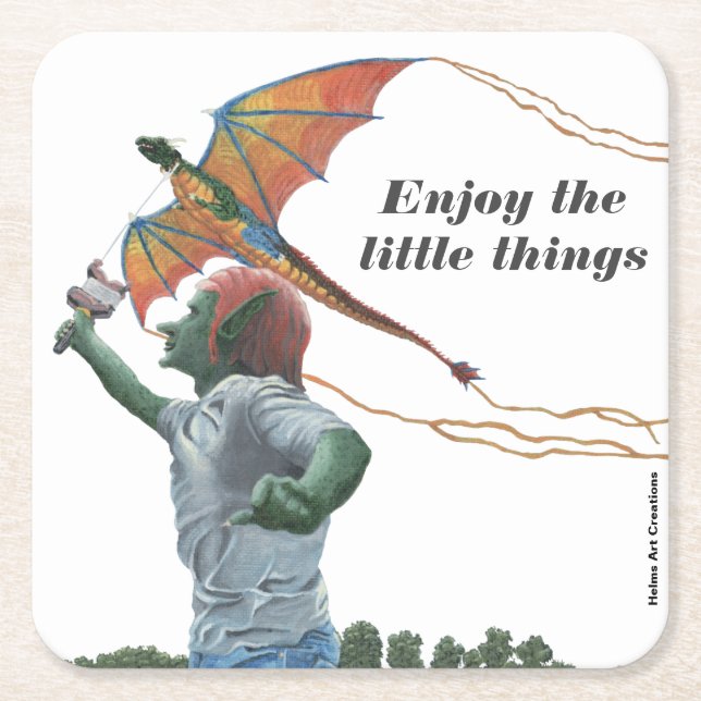 Goblin Flying Dragon Kite Party Paper Coasters (Front)