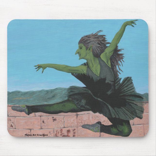 Goblin Girl Ballerina Dancing Fantasy Art Mousepad (Front)