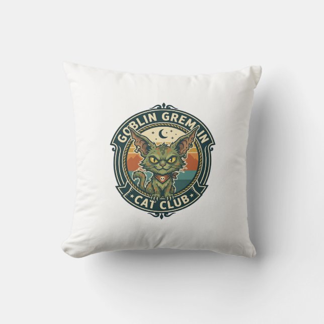 Goblin Gremlin Cat Cute Kitty Design - Goblin Grem Cushion (Front)