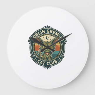 Goblin Gremlin Cat Cute Kitty Design - Goblin Grem Large Clock