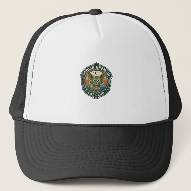 Goblin Gremlin Cat Cute Kitty Design - Goblin Grem Trucker Hat (Front)