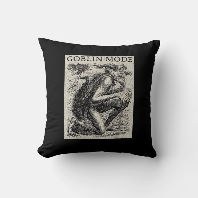 Goblin Mode Goblincore Fairycore Medieval Grunge Cushion (Front)