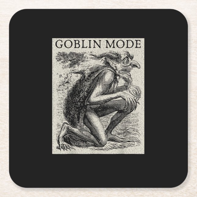 Goblin Mode Goblincore Fairycore Medieval Grunge Square Paper Coaster (Front)