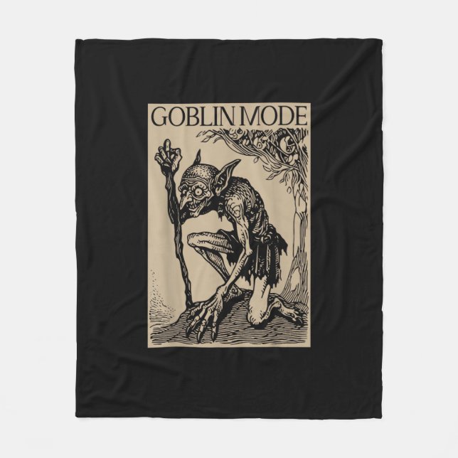 Goblin Mode Goblincore Vintage Aesthetic Funny  Fleece Blanket (Front)