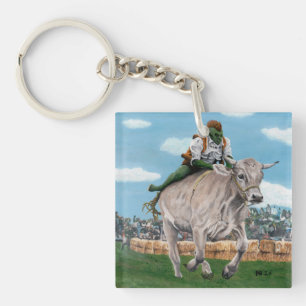 Goblin Rider Ox Racing Fantasy Art Keychain
