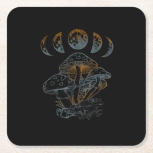 Goblincore Aesthetic Academia Cottagecore Mushroom Square Paper Coaster