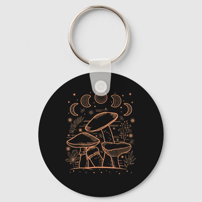 Goblincore Aesthetic Mushroom Fungi Academia Key Ring (Front)