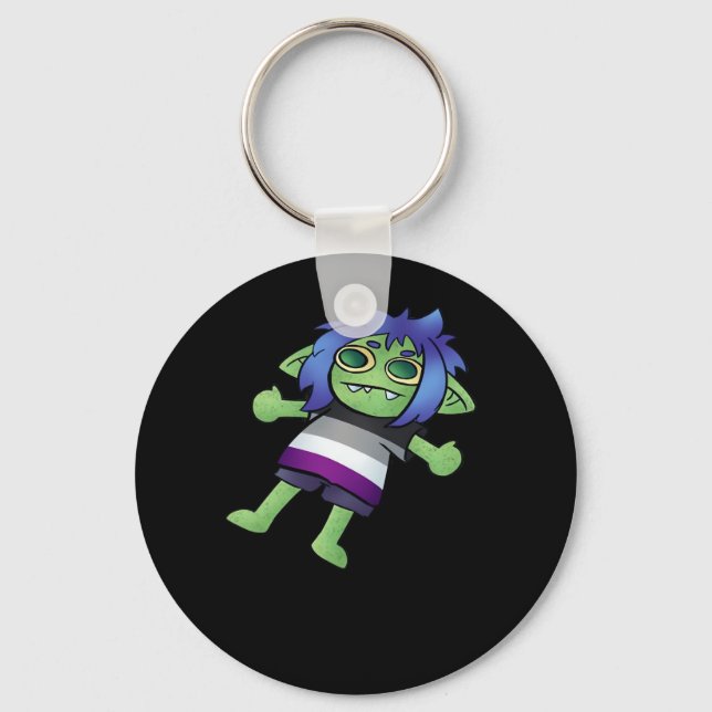 Goblincore Asexual Pride Goblin Classic Key Ring (Front)