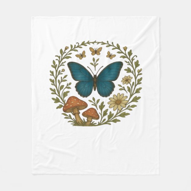 Goblincore Butterfly Fairycore Botanical Apparel C Fleece Blanket (Front)