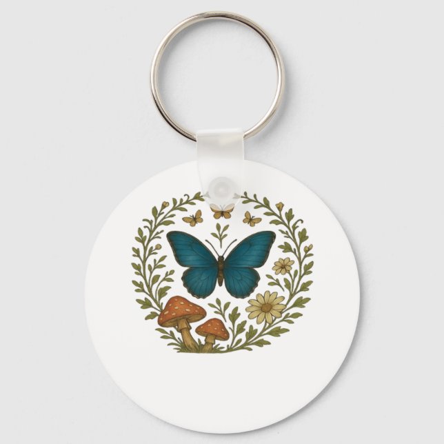 Goblincore Butterfly Fairycore Botanical Apparel C Key Ring (Front)