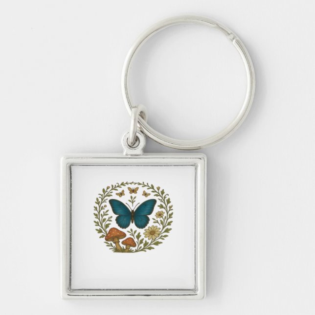 Goblincore Butterfly Fairycore Botanical Apparel C Key Ring (Front)