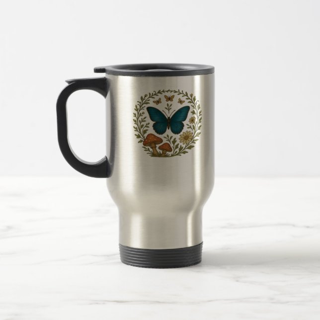 Goblincore Butterfly Fairycore Botanical Apparel C Travel Mug (Left)