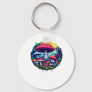 Goblincore Colorful Mushrooms Classic Key Ring