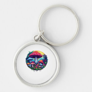 Goblincore Colorful Mushrooms Classic Key Ring