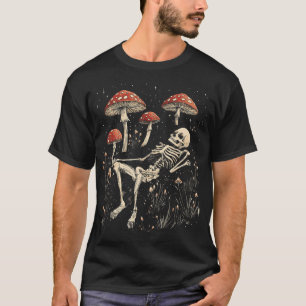 Goblincore Cottagecore Skeleton Mushroom Color T-Shirt