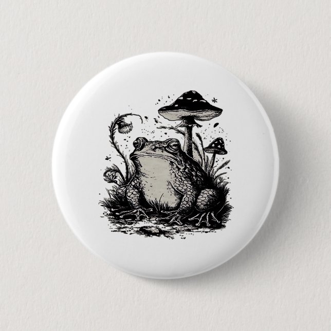 Goblincore Frog Minimal Classic Design 6 Cm Round Badge (Front)