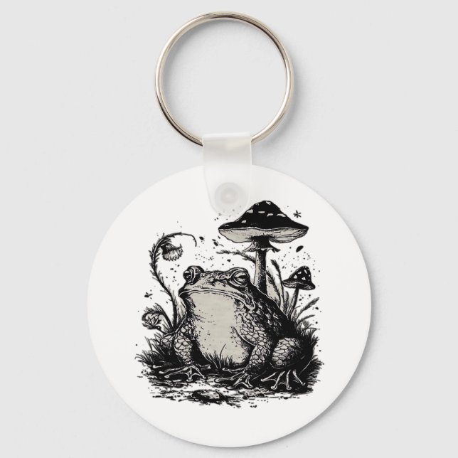 Goblincore Frog Minimal Classic Design Key Ring (Front)